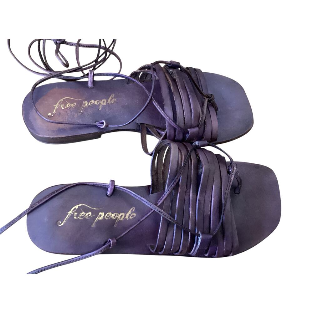 Free People Cami Huarache Wrap Sandals Gladiator Leather Purple sz 36 - Picture 3 of 7